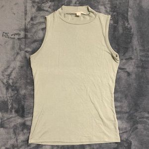 Mossy green mock neck sleeveless tank top